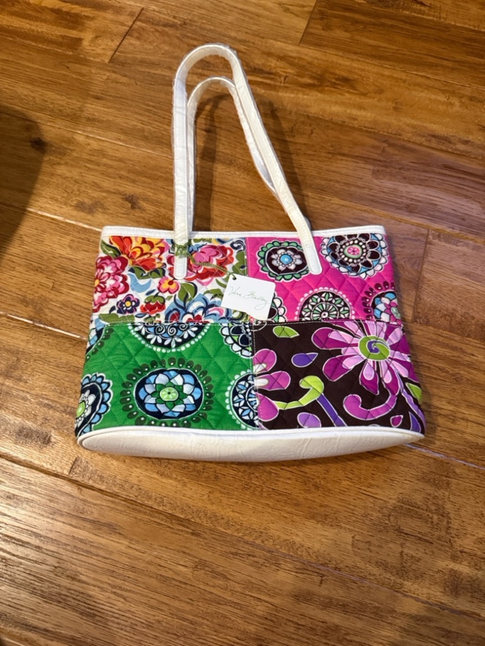 Vera Bradley Quilted Patchwork Tote in Pink, Green, Purple